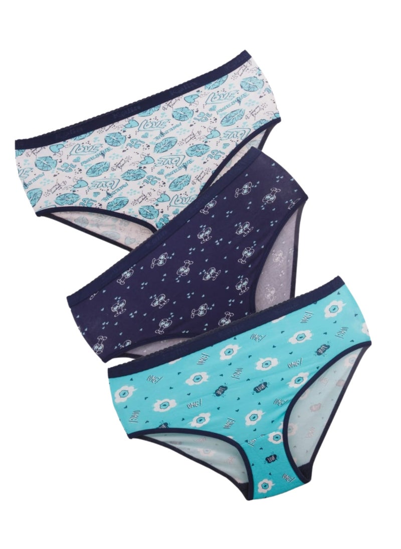 Kalia Pack of 3 Printed Cotton Brief Panties Underwear for Women  - Image 5