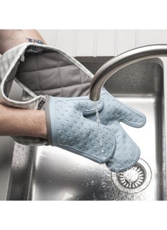 FALMER Heavy Duty Double Silicone Oven Mitts, Blue (37.5" Length)  - Image 5