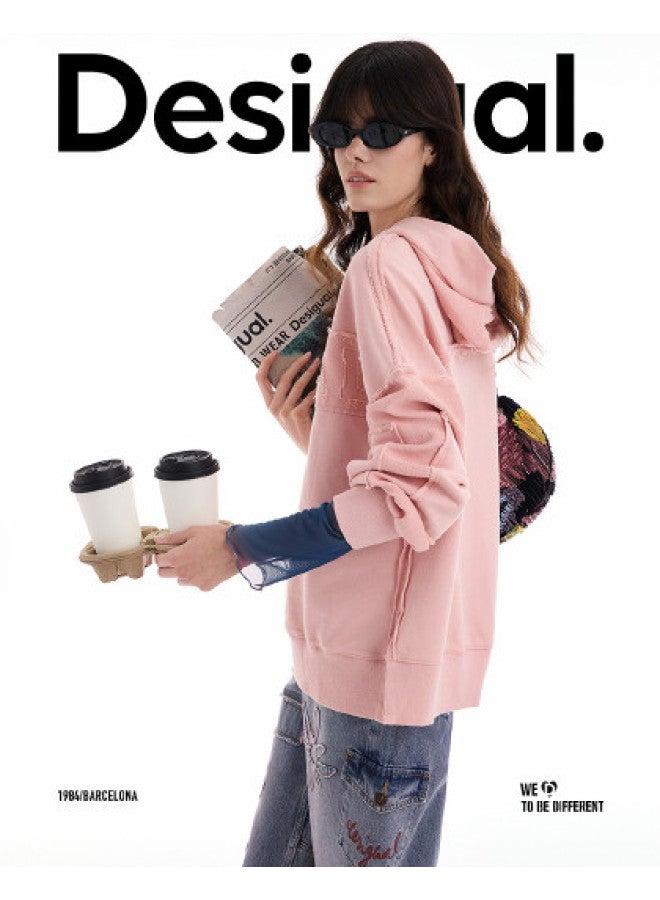 DESIGUAL 25 Fall/Winter New Product Frayed Design Hooded Women'S Sweatshirt - Image 1