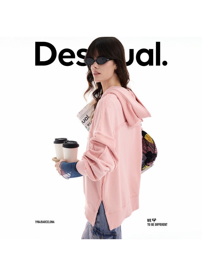 DESIGUAL 25 Fall/Winter New Product Frayed Design Hooded Women'S Sweatshirt - Image 4
