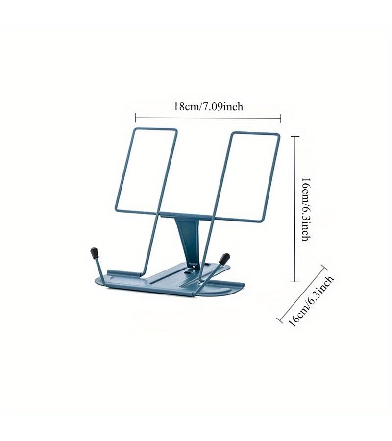 Dark Green Adjustable Foldable Metal Book Stand for Desk Reading Typing Holder - Image 2