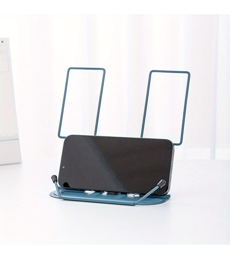 Dark Green Adjustable Foldable Metal Book Stand for Desk Reading Typing Holder - Image 5