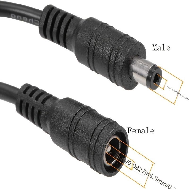 Black 1 Female To 2 Male DC Power Splitter Y Adapter Cable 5.5Mm X 2.1Mm For CCTV Router LED Strip - Image 5