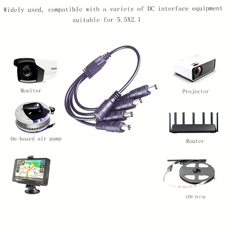 Black 1 Female To 2 Male DC Power Splitter Y Adapter Cable 5.5Mm X 2.1Mm For CCTV Router LED Strip - Image 3