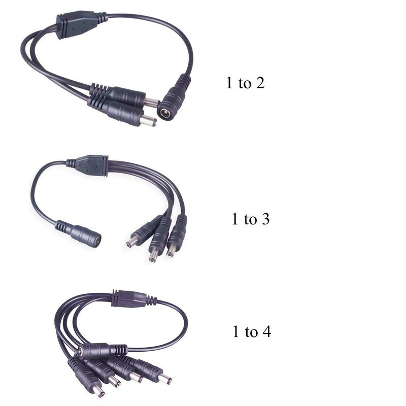 Black 1 Female To 2 Male DC Power Splitter Y Adapter Cable 5.5Mm X 2.1Mm For CCTV Router LED Strip - Image 4