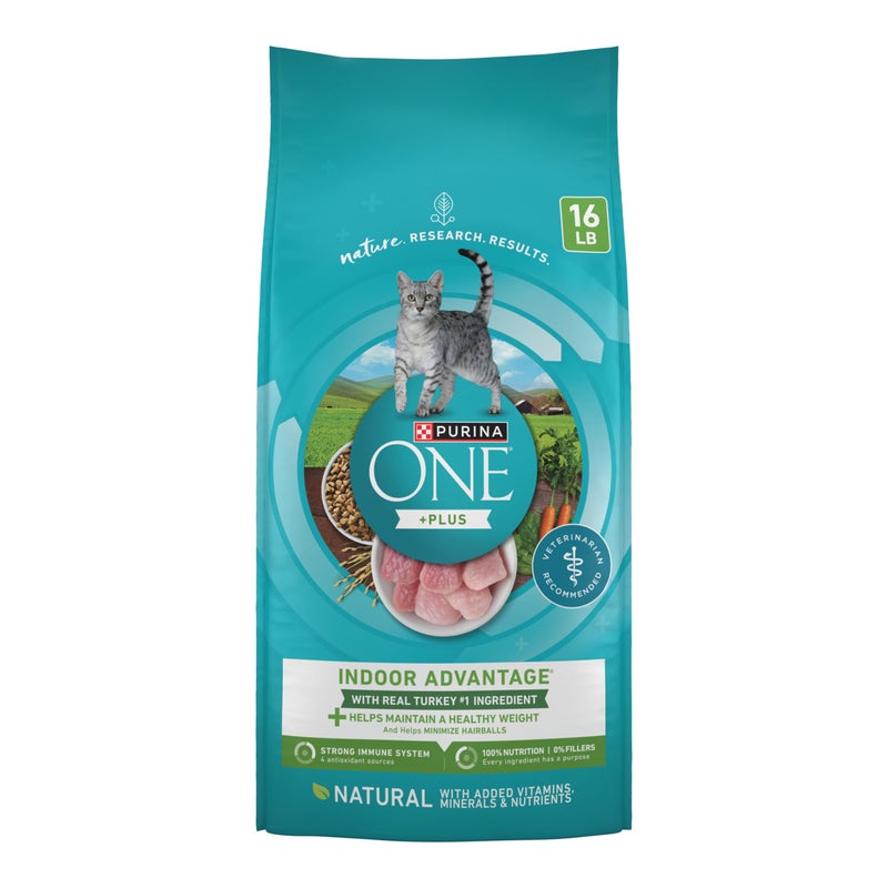 Purina ONE Natural, Low Fat, Weight Control, Indoor Dry Cat Food, +Plus Indoor Advantage - 16 lb. Bag - Image 1