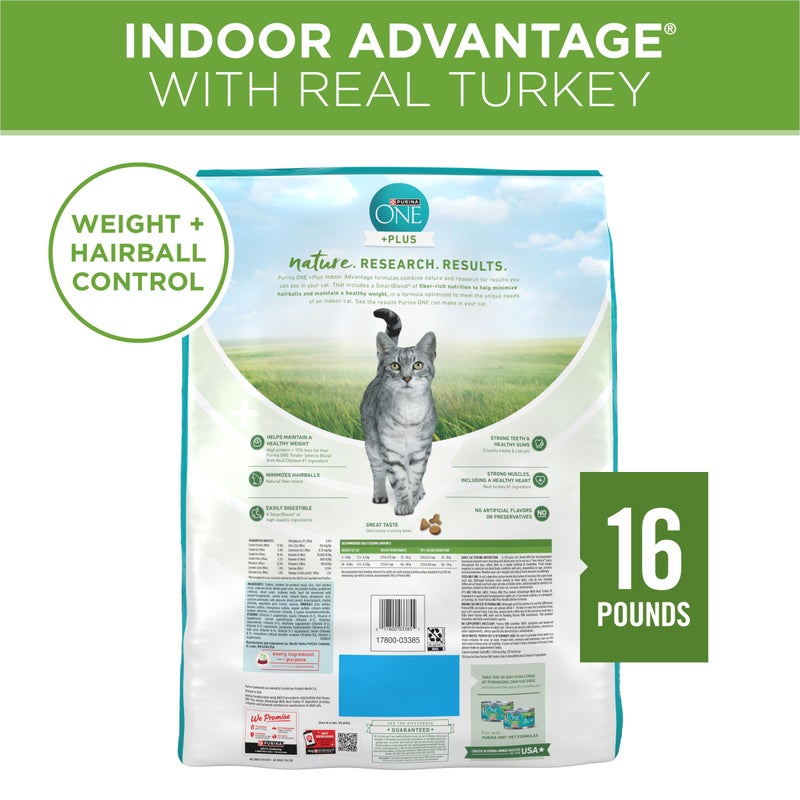 Purina ONE Natural, Low Fat, Weight Control, Indoor Dry Cat Food, +Plus Indoor Advantage - 16 lb. Bag - Image 5