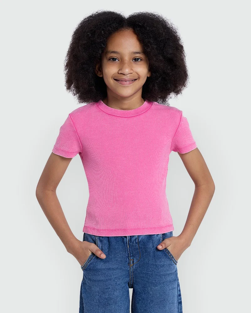 او في اس تي شيرت أوفس بناتي مضلع بلون وردي إيبيس من أوفس