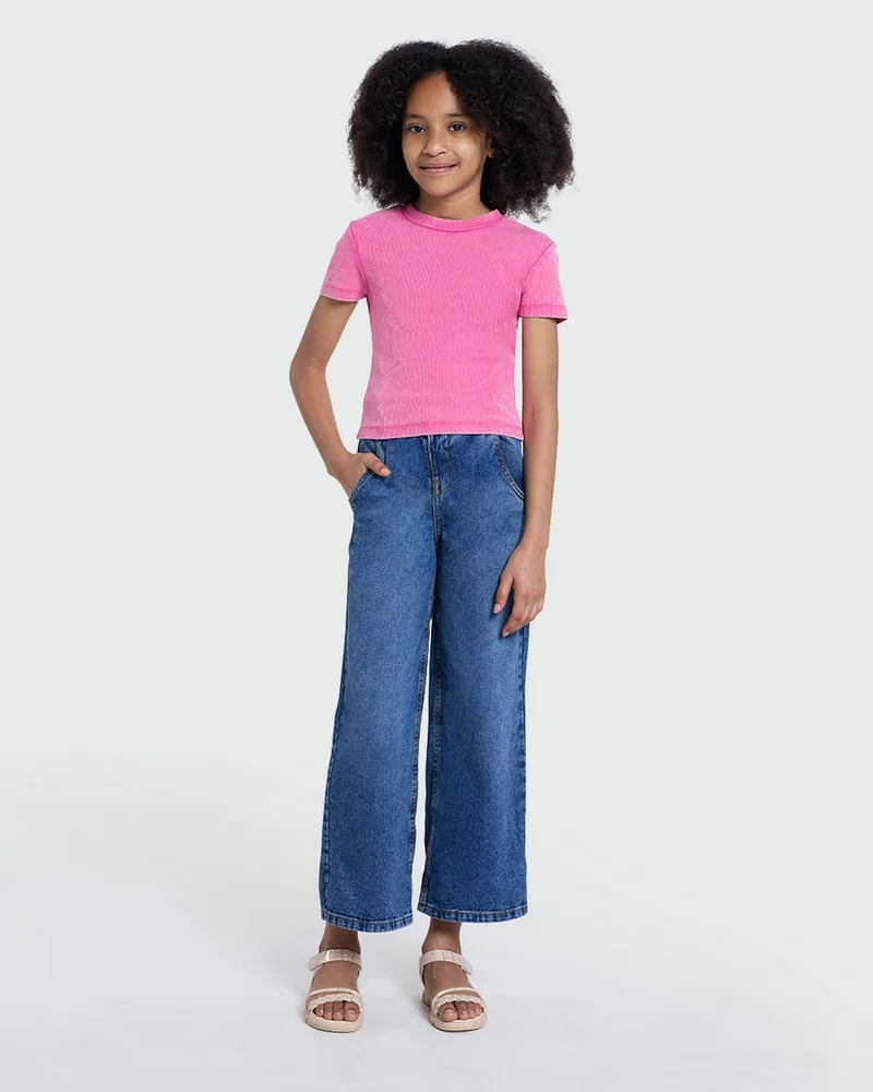 او في اس تي شيرت أوفس بناتي مضلع بلون وردي إيبيس من أوفس