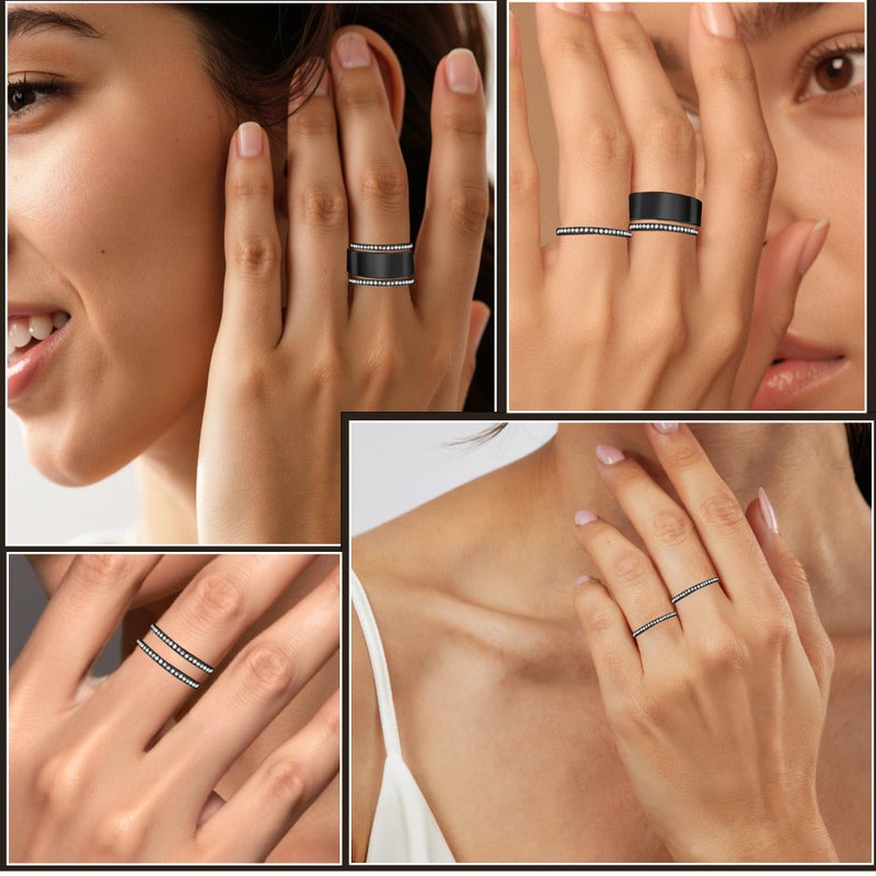 LevyPan 2-Pack 14K Gold Plated Stacking Rings for Oura Ring Gen 4/Gen 3, Cubic Zirconia Simulated Diamond Rings for Women, No Easy to Fade - Image 2