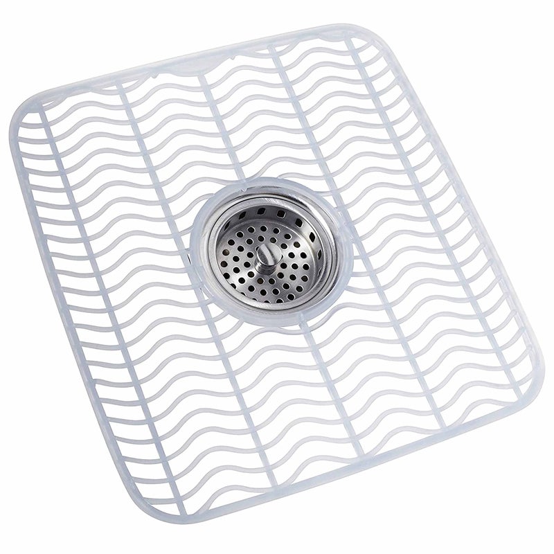 2 Pc Protective Kitchen Sink Mat Dish Rack Cushion Drainer Pad White 11" x 12" - Image 2