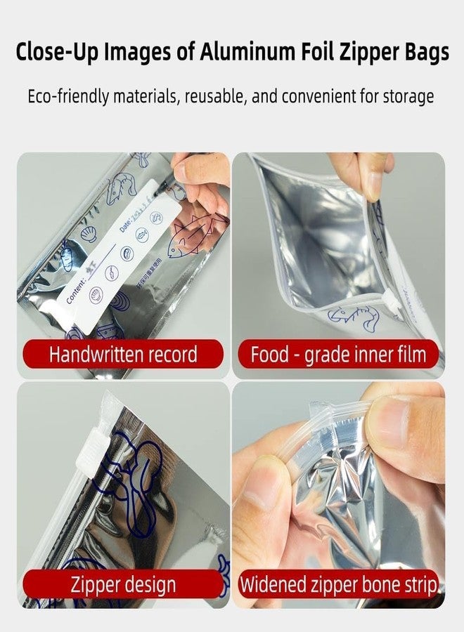 Aldea 10-Pack Reusable Aluminum Food Storage Bags – Stand-Up Foil Sealable Bags with Zip Lock, Leakproof Fresh-Keeping Bags for Vegetables, Fruits, and Meat - Image 3