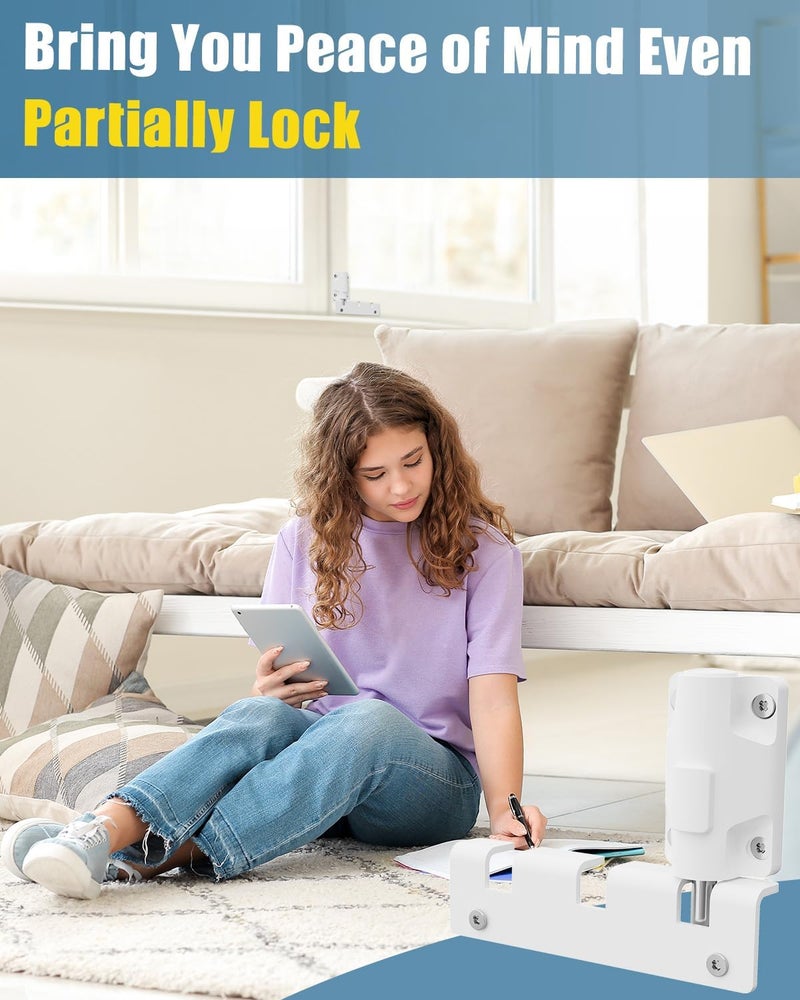 WINONLY Sliding Glass Door Lock Window Locks 2 Pack Childproof Safety Lock Horizontal Sliding Door Security Bar Keyless Patio Foot Locks for Front Door Latch Stoppers from Inside Bedroom Apartment Essentials - Image 5