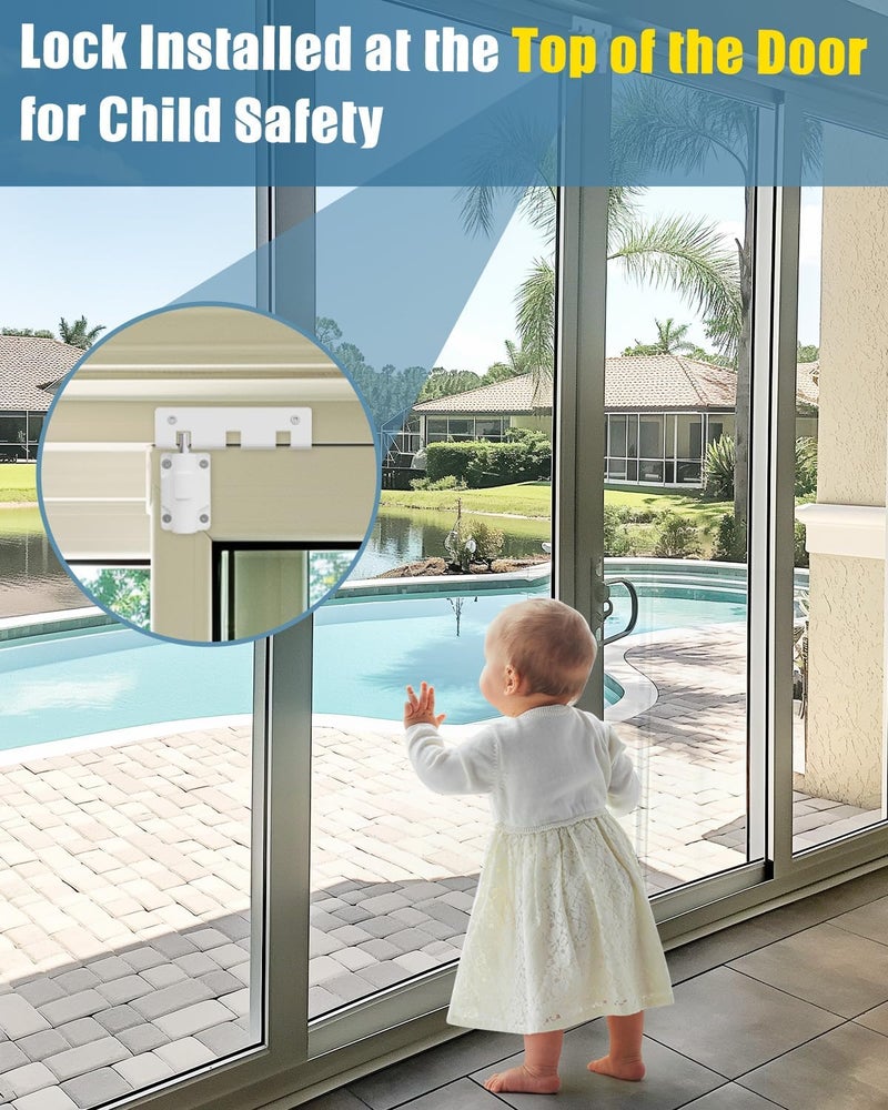 WINONLY Sliding Glass Door Lock Window Locks 2 Pack Childproof Safety Lock Horizontal Sliding Door Security Bar Keyless Patio Foot Locks for Front Door Latch Stoppers from Inside Bedroom Apartment Essentials - Image 4