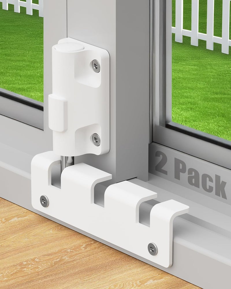 WINONLY Sliding Glass Door Lock Window Locks 2 Pack Childproof Safety Lock Horizontal Sliding Door Security Bar Keyless Patio Foot Locks for Front Door Latch Stoppers from Inside Bedroom Apartment Essentials - Image 1