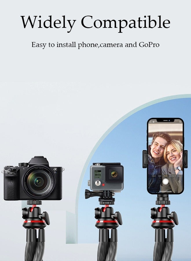DUNISO Mini Flexible Phone Tripod, Flexible Selfie Stick Camera Phone Tripod with Remote, Small Travel GoPro Tripod for Video Recording Vlogging, Octopus Tripod for Phone - Image 3
