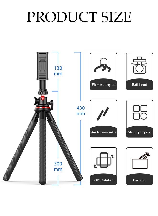 DUNISO Mini Flexible Phone Tripod, Flexible Selfie Stick Camera Phone Tripod with Remote, Small Travel GoPro Tripod for Video Recording Vlogging, Octopus Tripod for Phone - Image 4