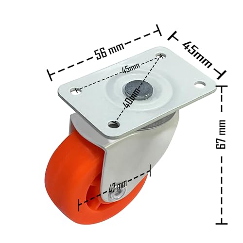 Impex (Pack of 4) 2" Heavy Duty Single Wheel Caster 56 MM wheels 360 Degree Rotating Swivel - Best for Office Chair Wheels - Image 3