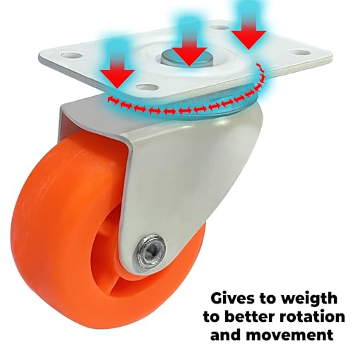 Impex (Pack of 4) 2" Heavy Duty Single Wheel Caster 56 MM wheels 360 Degree Rotating Swivel - Best for Office Chair Wheels - Image 4