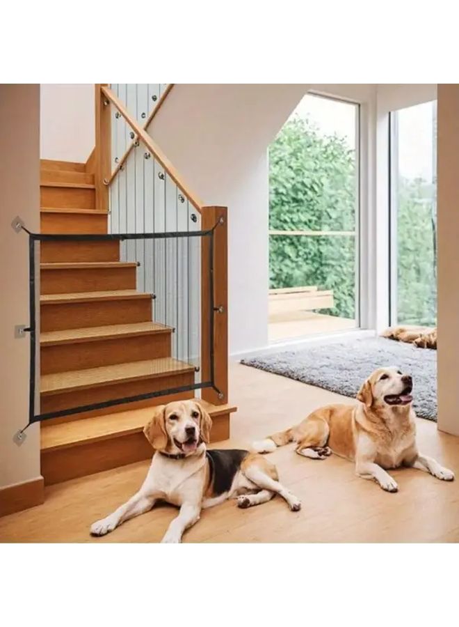 Large Size 1 Piece Foldable Pet Barrier Breathable Nylon Mesh Pet Isolation Barrier No Hole Installation Safety Dog Door Suitable For Stairs And Doorways Durable Plastic Door Divider Easy Setup And Removal - Image 4
