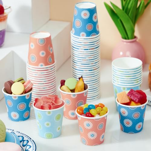 SIUQ 1200 Pack 3 oz Paper Cups, Disposable Bathroom Cups, Mini Mouthwash Cups, Small Cup 3 Ounce for Bathroom, Party, Picnic, BBQ, Travel(Daisy) - Image 3