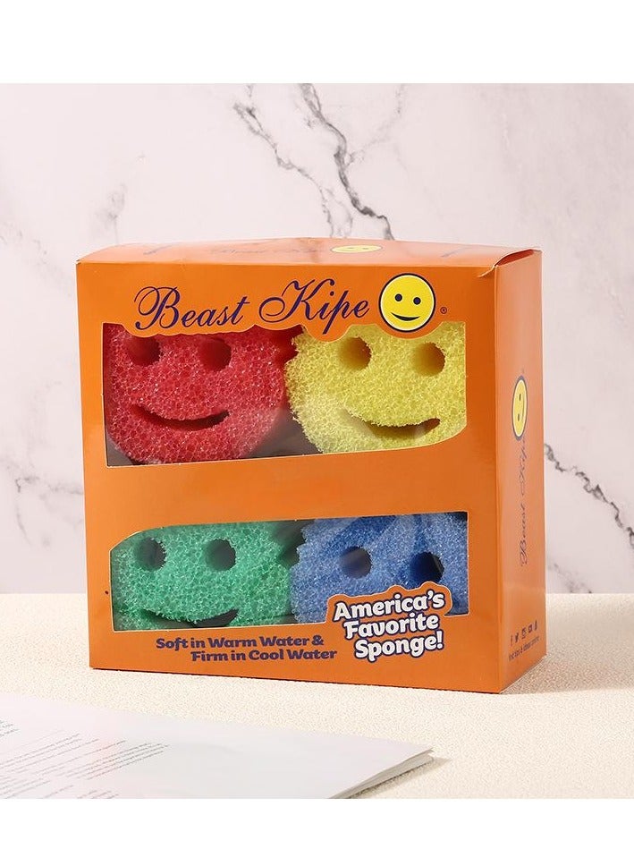 Scrubbing Sponge Set - Colorful 4-piece set with anti odor and temperature control - Soft in warm water, easy to clean, stable in cold, cleaning stubborn mess - Image 1