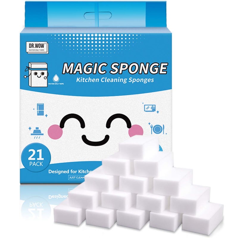 DrWow 21Pack Magic Cleaning Sponges  Extra Thick 118 Inch NonScratch Melamine Foam Safe for Cookware Bathtub Tiles  Grout Heavy Stain Eraser for Kitchen and Bathroom 394x276x118 Inch