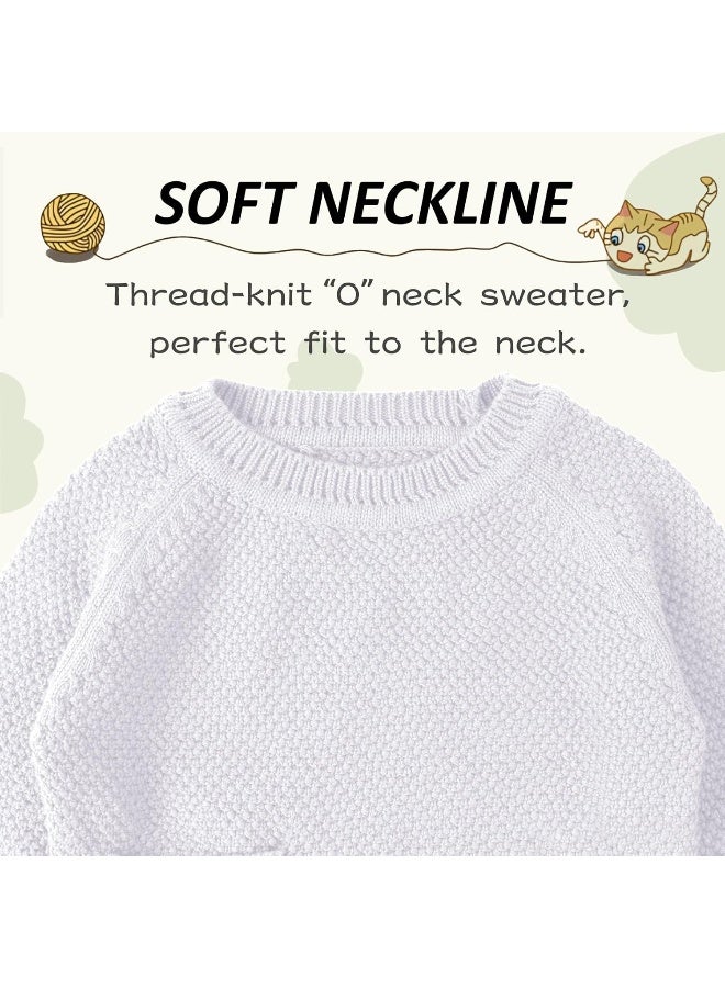 Peecabe Peecabe Toddler Boy Girl Sweater Cable Knit Baby Pullover Long Sleeve Crewneck Cotton Sweatshirt Fall Winter 6M-4T - Image 2