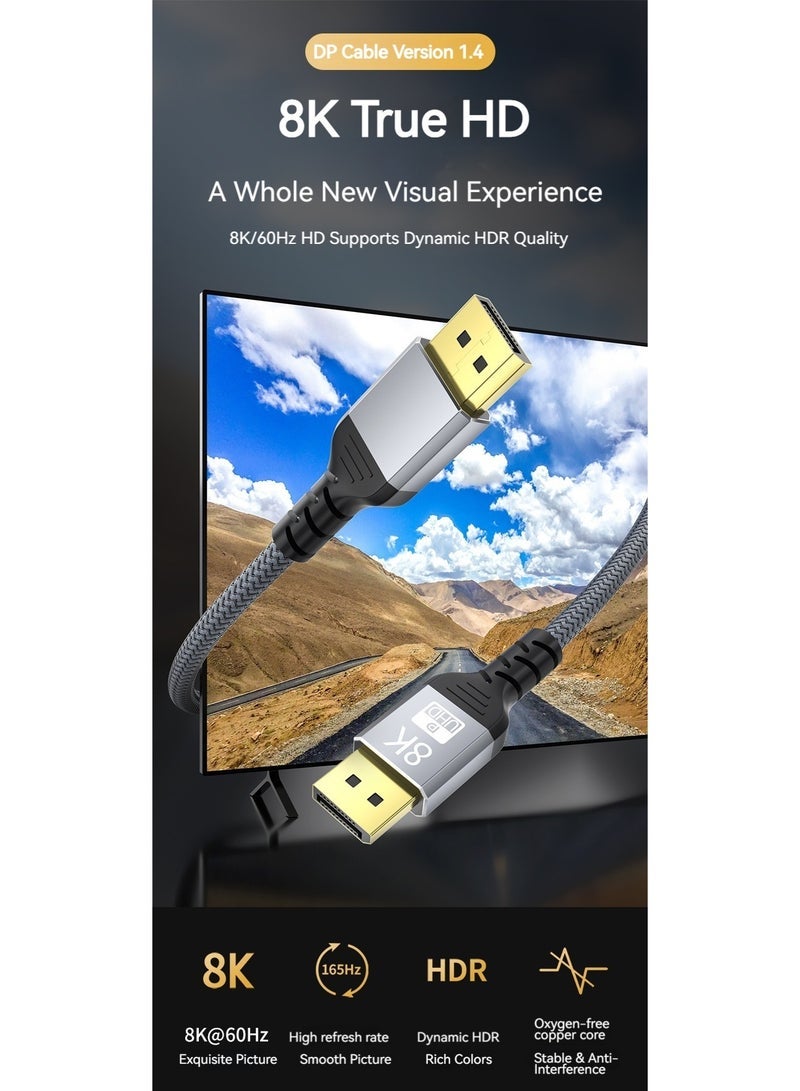 general 8K DisplayPort Cable 1.4, DP Cable 2M, (8K@60Hz, 4K@144Hz, 2K@240Hz, 32.4Gbps), Display Port to Display Port Cable (DP to DP Cable) Compatible for Laptop PC TV Gaming Monitor - Image 2