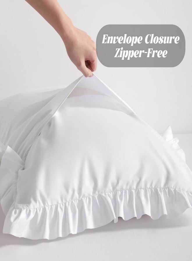 BEDSUM Ruffled Pillow Shams, Standard 20x26 Set of 2, Brushed Microfiber Pillowcases with Envelope Closure, Soft Wrinkle-Resistant, White - Image 5