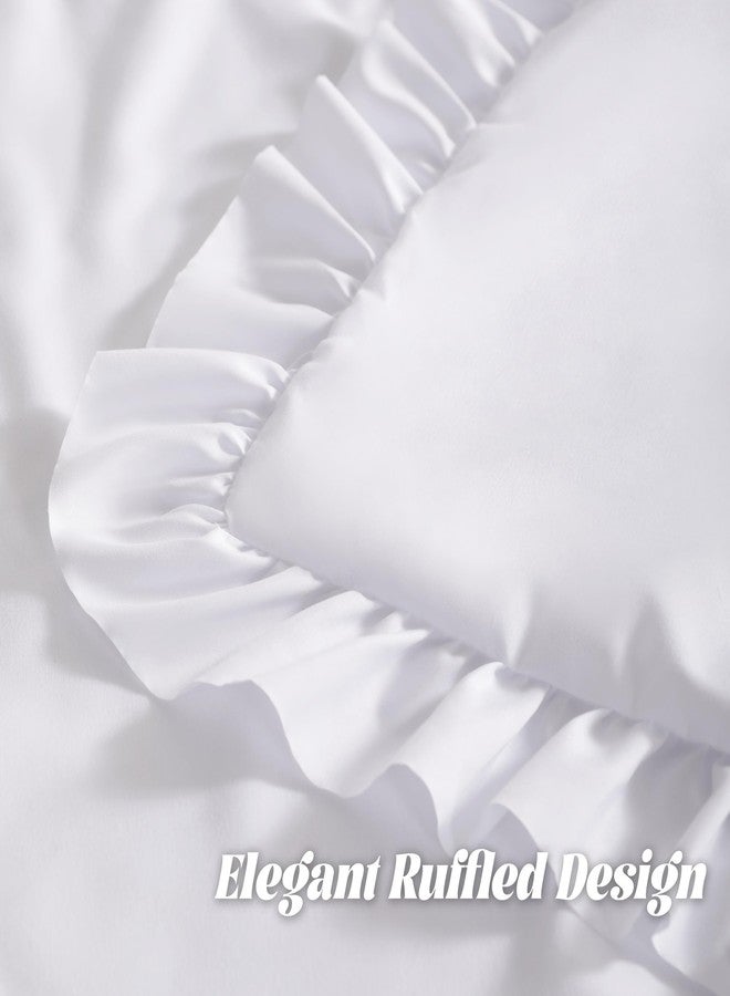 BEDSUM Ruffled Pillow Shams, Standard 20x26 Set of 2, Brushed Microfiber Pillowcases with Envelope Closure, Soft Wrinkle-Resistant, White - Image 3