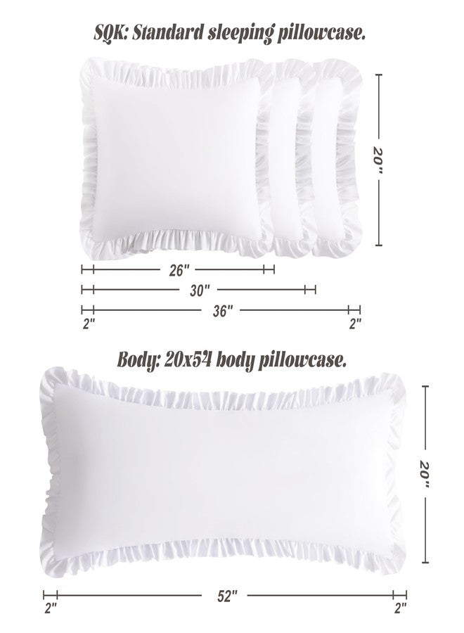 BEDSUM Ruffled Pillow Shams, Standard 20x26 Set of 2, Brushed Microfiber Pillowcases with Envelope Closure, Soft Wrinkle-Resistant, White - Image 4