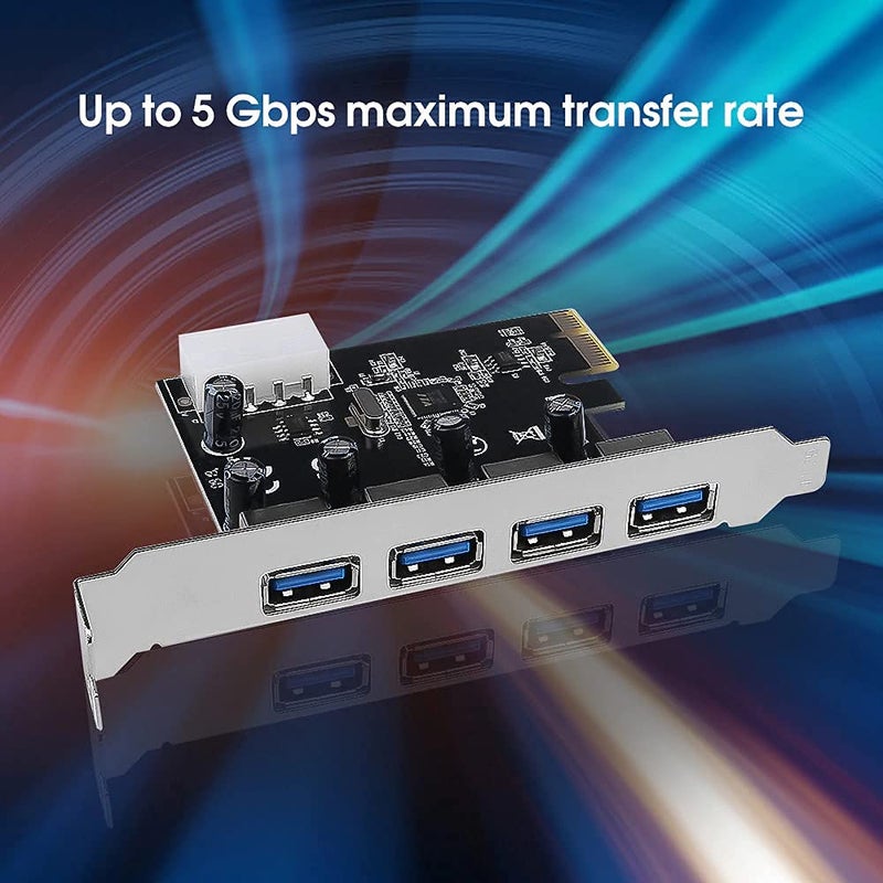 Tobo USB 3.0 Expansion 4 Ports PCIe Card USB 3.0 Express Card Desktop Compatible Windows XP/7/8/10, Superspeed 5.0Gbps Controller Card Conversion Adapter Module Board with Power Port TD-743PC-001 - Image 5
