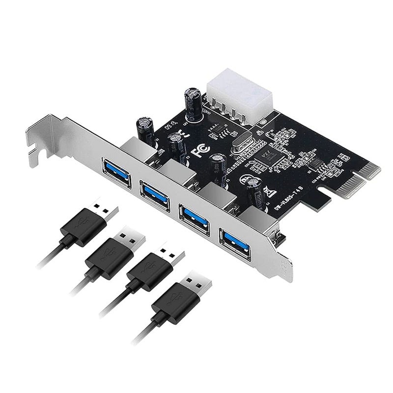 Tobo USB 3.0 Expansion 4 Ports PCIe Card USB 3.0 Express Card Desktop Compatible Windows XP/7/8/10, Superspeed 5.0Gbps Controller Card Conversion Adapter Module Board with Power Port TD-743PC-001 - Image 1