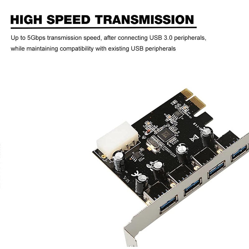 Tobo USB 3.0 Expansion 4 Ports PCIe Card USB 3.0 Express Card Desktop Compatible Windows XP/7/8/10, Superspeed 5.0Gbps Controller Card Conversion Adapter Module Board with Power Port TD-743PC-001 - Image 2
