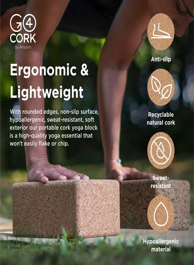 مكعب يوغا من الفلين من Go4Cork لليوغا والبيلاتس والتأمل | مانع للانزلاق، غير سام، مضاد للحساسية، مستدام، خفيف الوزن، مكعب يوغا كبير، 9 بوصات × 6 بوصات × 4 بوصات، (Cork Fusion) | تمارين اليوغا - Image 3