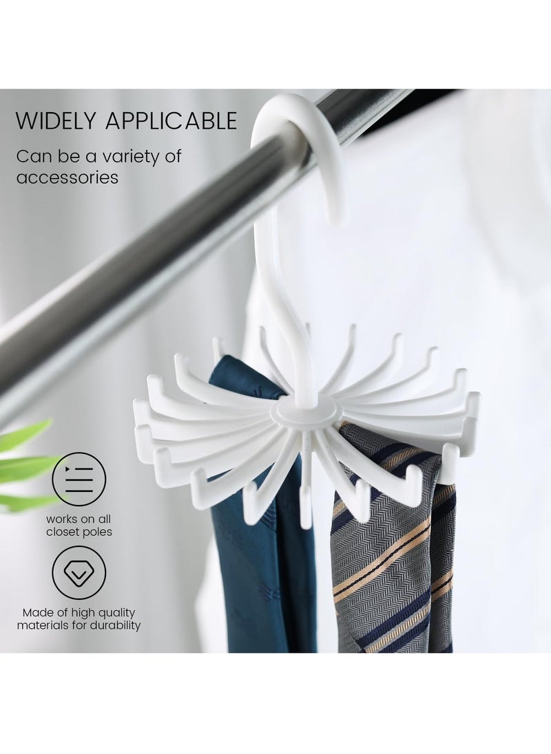 Loquat 4PCS Adjustable Twirl Tie Racks, 360 Degree Rotating Scarf Hanger Hanging Holder Storage Hook for Belt Bra Tank Top Tie Scarf White - Image 4