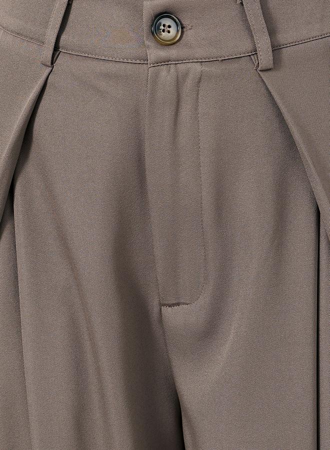 ستايلي بنطلون نسائي واسع الساق بيج بكسرات - Image 3