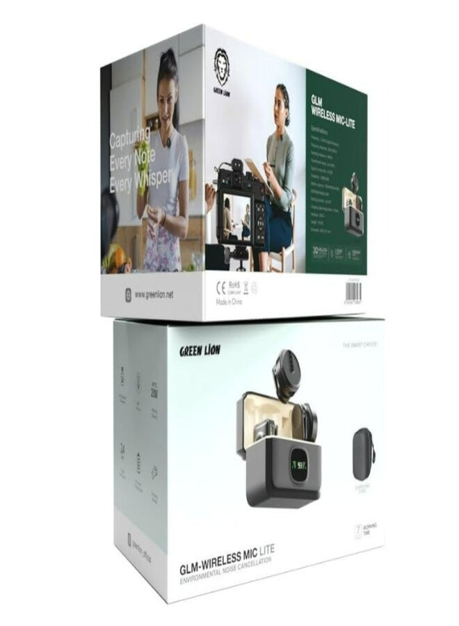 GREEN LION GLM-Wireless Mic Lite, Compact & Portable Digital Display Up To 20m Transmission Range 2.4Ghz Digital Frequency 21 Hrs with Charging Case 21 - Image 1