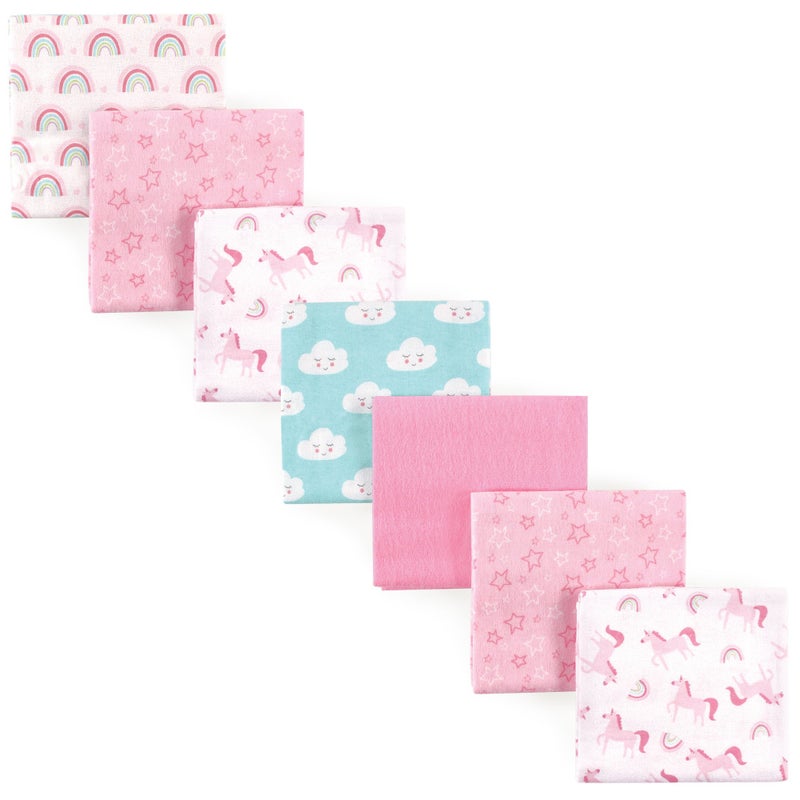 Luvable Friends Unisex Baby Cotton Flannel Receiving Blankets, Rainbow 7-Pack, One Size - Image 1
