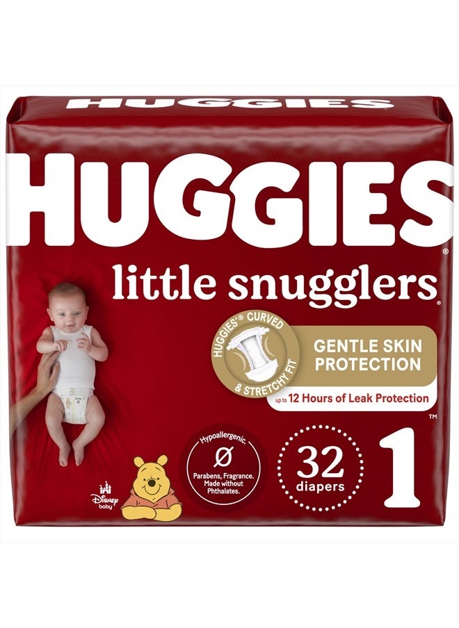 Huggies - Huggies Size 1 Diapers, Little Snugglers Newborn Diapers, Size 1 (8-14 lbs), 32 Count - Image 1