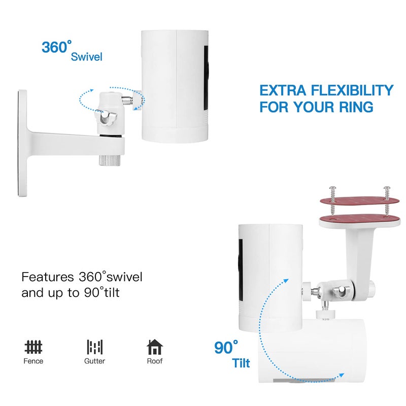 ALERTCAM 2Pack Adjustable Security Wall Mount Bracket for Stick Up Cam & Outdoor Cam Plus, Perfect View Angle for Your Surveillance Camera System - White - Image 4