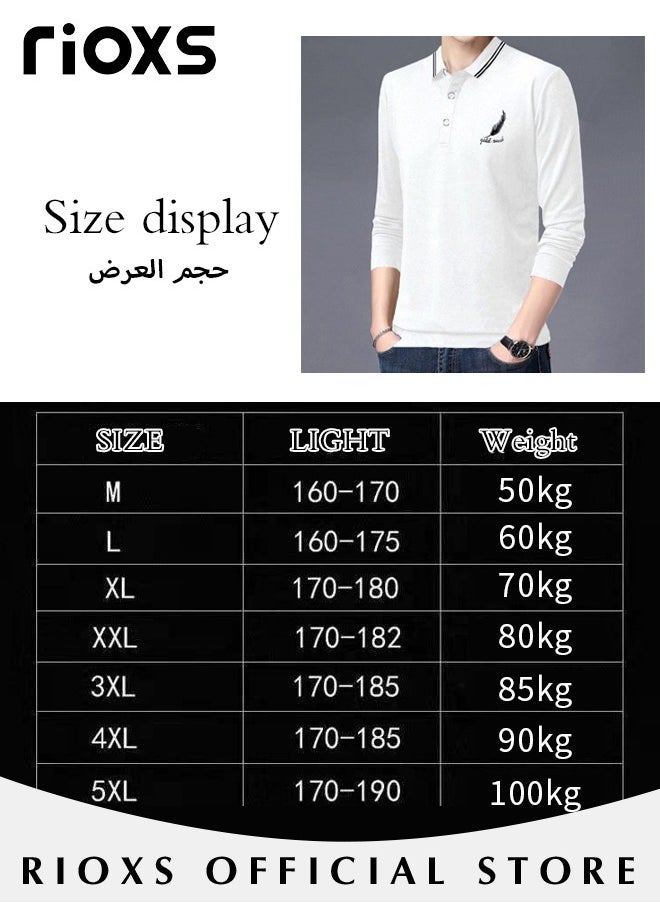 RIOXS - Men's Slim-fit Polo Shirt, Basic Long Sleeve T-Shirt, Comfy Breathable Shirt, Classic 3-Button Closure Tops, Reliable Option for Any Man Seeking Comfort without Compromising on Style - Image 1