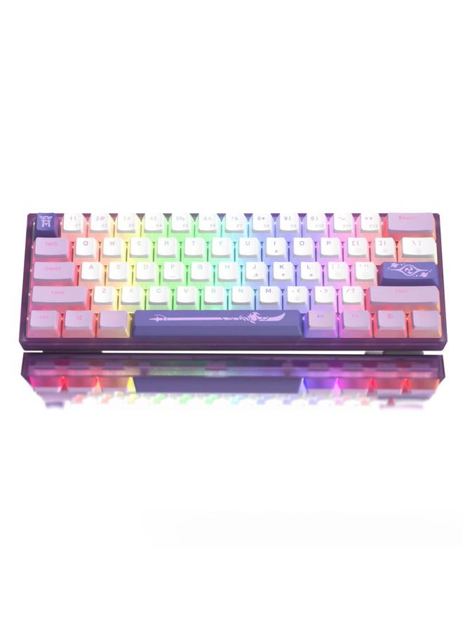 Womier لوحة مفاتيح ميكانيكية RGB سلكية 60% WK61 V2، لوحة مفاتيح قابلة للتبديل مع مفاتيح كريمية مع مفاتيح PBT، مفتاح أحمر خطي لويندوز / ماك (أرجواني) - Image 1