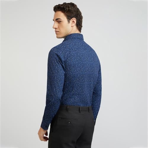 Raymond Cotton Men's Print Slim Fit Shirt (RCSQ01680-B4_Medium Blue - Image 4