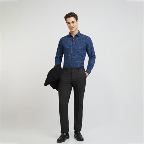 Raymond Cotton Men's Print Slim Fit Shirt (RCSQ01680-B4_Medium Blue - Image 5