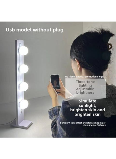 Live Light Fill Light Net Red Anchor Indoor Desktop Makeup Light Makeup Artist Special Beauty Soft Light Live Broadcast Equipment-Specification:20w Bulb Type Usb Three-color Adjustable Brightness-single Row