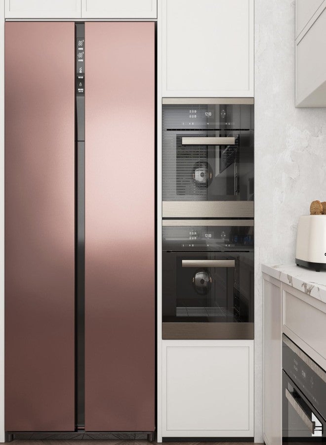 FunStick Pink Rose Gold Metallic Wallpaper Peel and Stick Metal Contact Paper for Appliances Cabinets Desk Refrigerator Vinyl Wrap Waterproof Removable Wall Paper for Kitchen Girls Bedroom 15.8"x78.8" - Image 3