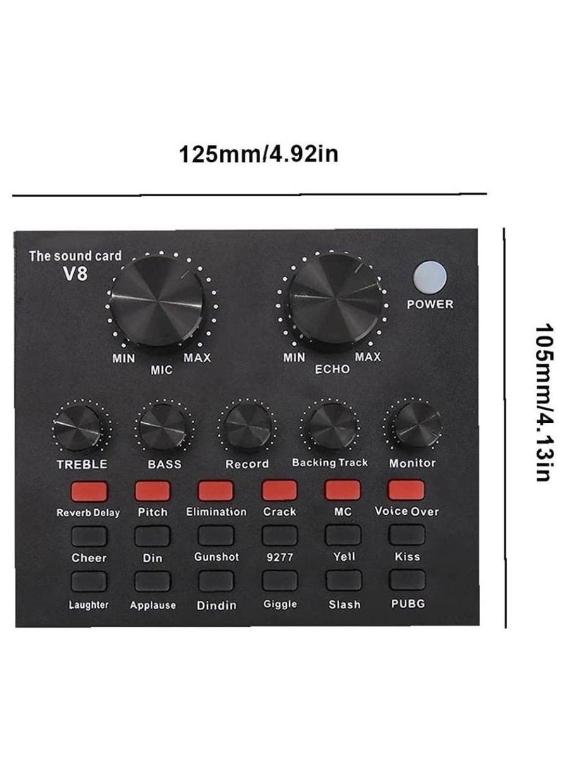 Sound Card V8 USB External Audio Mixer Headset Microphone Webcast Entertainment Streamer - Image 2