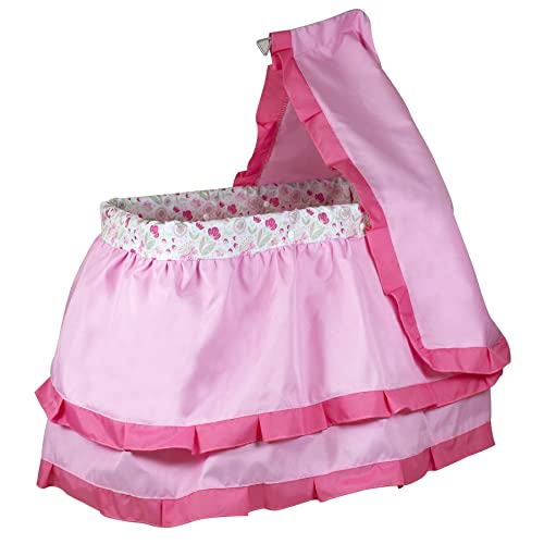Lissi Deluxe Canopy Doll Bed  Pink  Floral  Sleep Accessory for Dolls Up to 18 Tiered Bed Linens SmoothRolling Wheels Roleplay Toy Kids 3 - Image 1